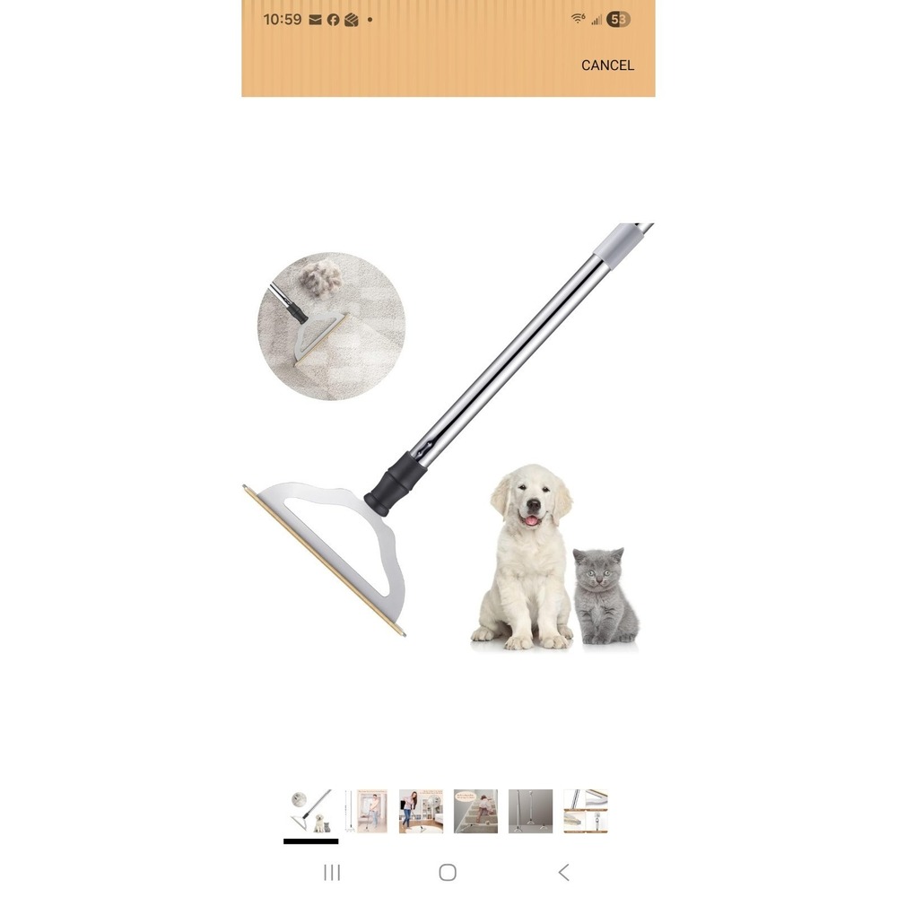 47"‎ Adjustable Long Handle Carpet Rake, Pet Hair Remover, Metal Lint Brush
